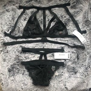 Black lace strappy lingerie